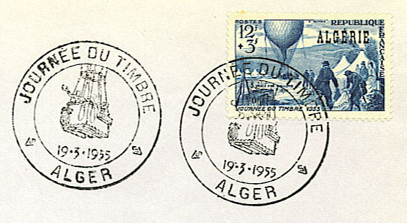 Algerie : Journée Du Timbre 1955 Alger. Mongolfière, Ballon, Courrier. - Covers & Documents