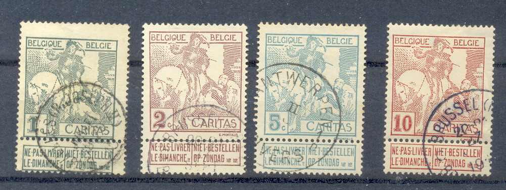 Belgie Ocb Nr : 84 - 87 Gestempeld (zie Scan) Lot 3 - 1910-1911 Caritas