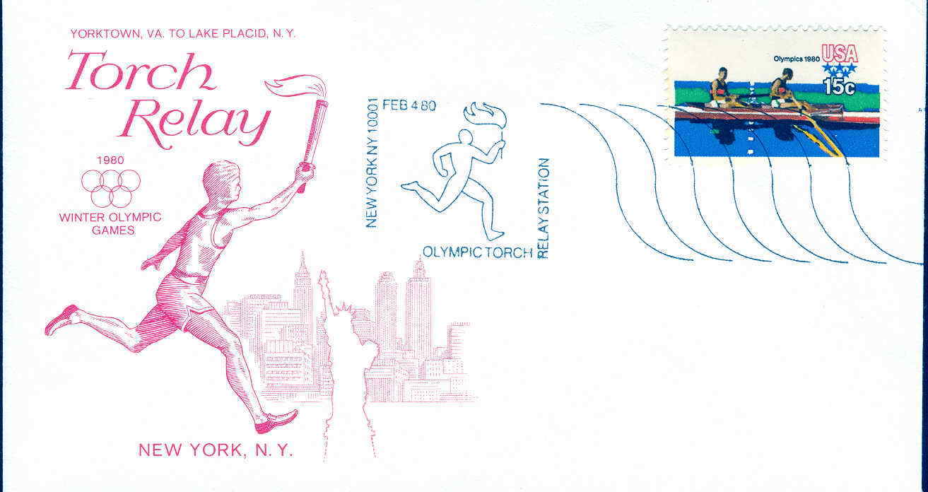 AVIRON USA OBLITERATION TEMPORAIRE JEUX OLYMPIQUES DE 1980 PARCOURS DE LA FLAMME OLYMPIQUE PHILADELPHIE - Rowing