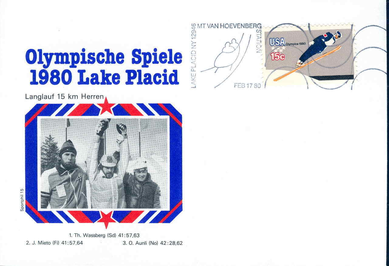 BOBSLEIGH  USA OBLITERATION TEMPORAIRE JEUX OLYMPIQUES DE 1980  LAKE PLACID  ENVELOPPE VAINQUEURS - Hiver