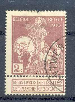 Belgie Ocb Nr : 89 Gestempeld  (zie Scan) Defaut Defect En Haut - 1910-1911 Caritas