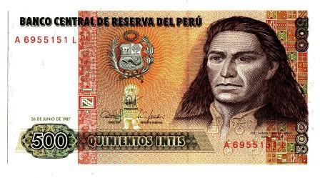Pérou - 500 INTIS - 26/6/1987 - NEUF ET NON PLIE. Impeccable ! - MINT ! - Pérou