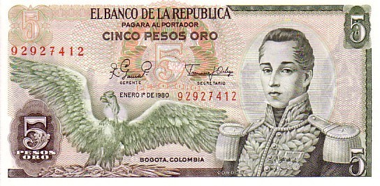 COLOMBIE   5 Pesos Oro   Daté Du 01-01-1980   Pick 406f     ***** BILLET  NEUF ***** - Colombia