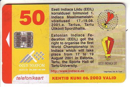 ESTONIA USED PHONECARD 2001 #ET0146 - Indiaca World Championship - Estonia