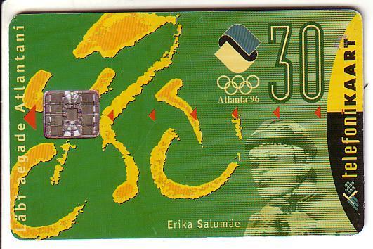 ESTONIA USED PHONECARD 1996 #ET0034 -  Olympic Winner Erika Salumäe - Estonia