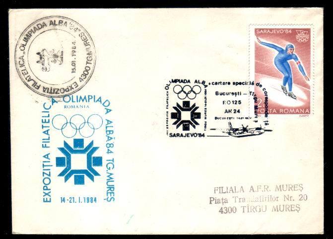Romania 1984 Rare Cancell Winter Games Sarajevo,double Postmark. - Winter 1984: Sarajevo
