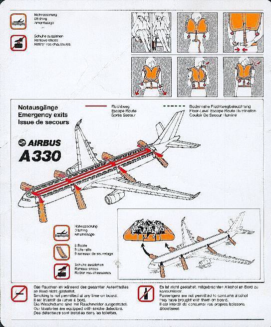 SICHERHEITSKARTE/FOR YOUR SAFTY: AIRBUS A330 LTU, USADO - GEBRAUCHT - Safety Cards