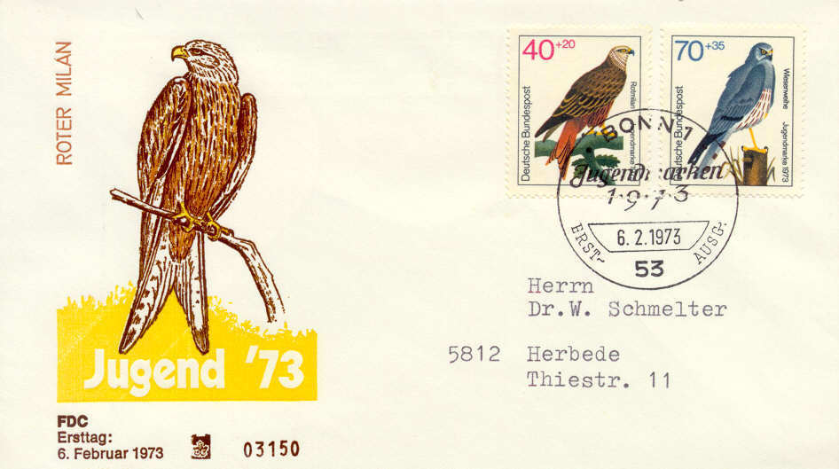 Bird Of Prey: FDC BRD 6-2-1973 Michel Nrs. 756/757 - Arends & Roofvogels