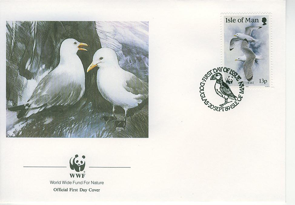 W0277 Mouette Tridactyle Ile De Man 1989 WWF FDC Premier Jour - Möwen