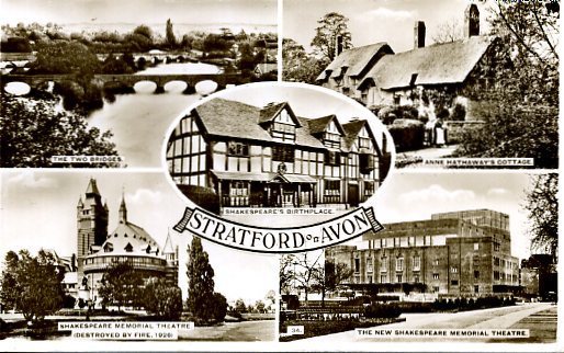 STRATFORD ON AVON 5 VUES EN 1 CARTE 1951 GLACEE TARDIVE - Stratford Upon Avon