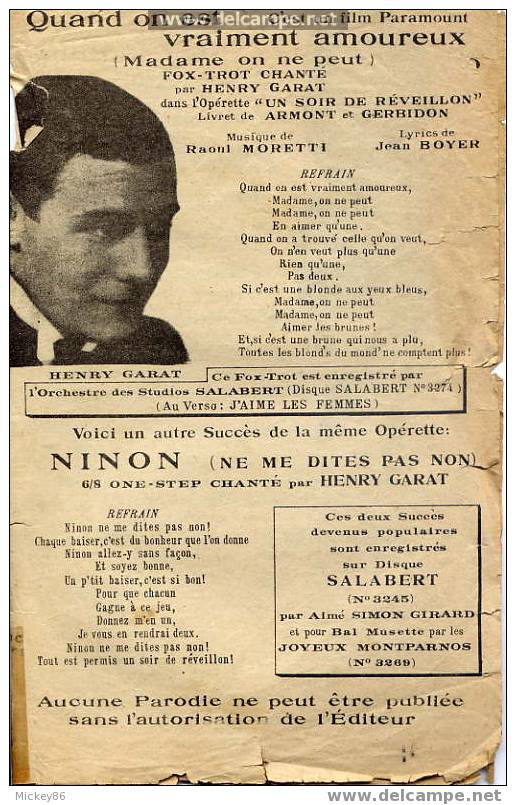 NINON  --Henry GARAT----A PETIT PAS---LOIN DE TOI--LA VRAIE VIE DES MATELOTS--Déclaration D´Amour Par Phono - Vocals