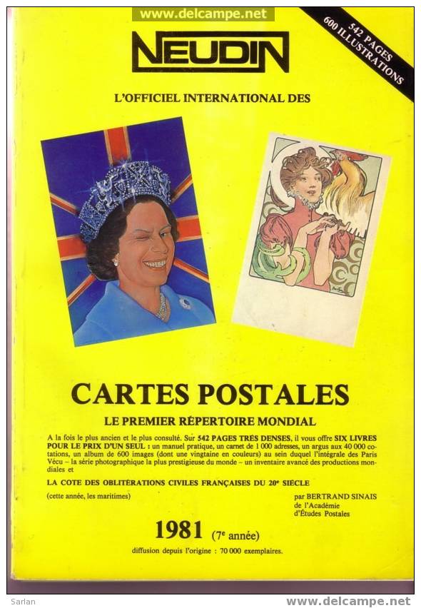 Catalogue De Cotation Cartes Postales NEUDIN 1981  7eme Année - Libros & Catálogos