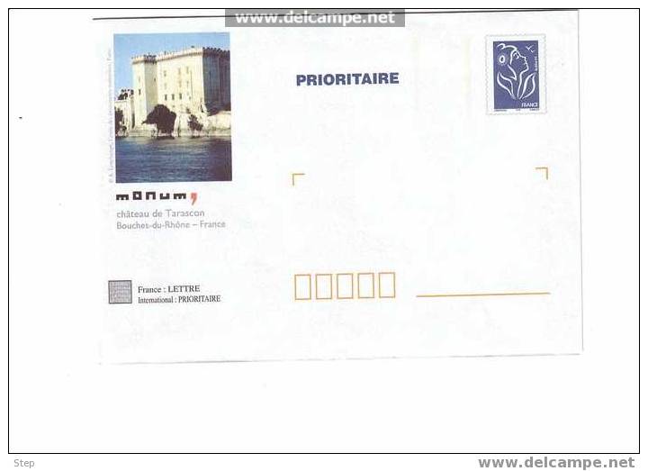 PAP PRIORITAIRE TSC CHATEAU De TARASCON (BOUCHES DU RHONE) Timbre LAMOUCHE BLEU Format CARRE - Prêts-à-poster:Stamped On Demand & Semi-official Overprinting (1995-...)