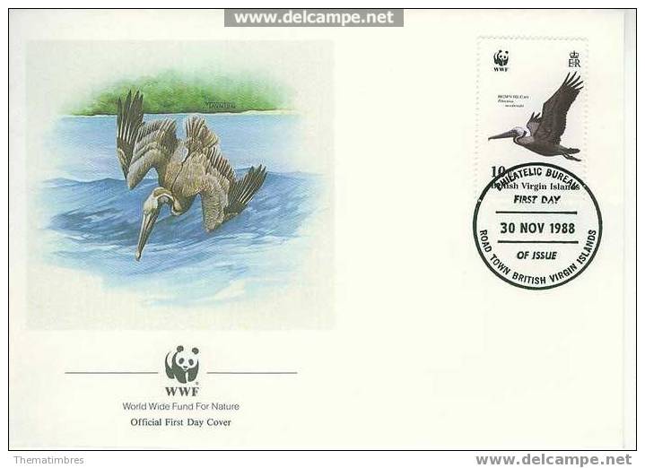 W0444 Pelican Pelecanus Occidentalis Iles Vierges 1988 FDC Premier Jour WWF - Pelikane