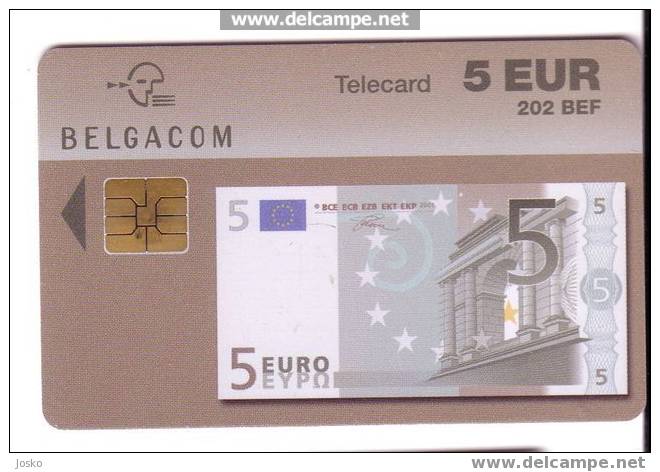 Belgium - Money - Banknote - Bill - Banknotes - Billet - Bank Note - Bills - Notes - 5.EURO - Mit Chip