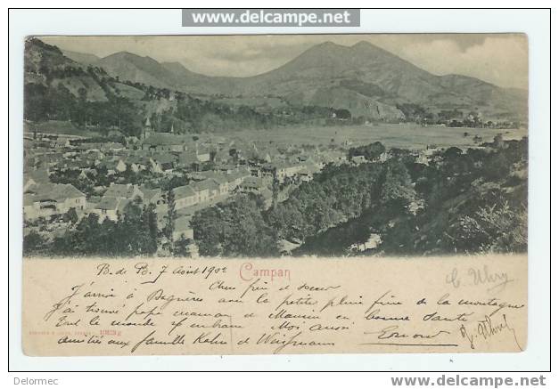 CPA Campan Hautes Pyrénées 65 Vue Générale édit Römmer & Jonas Dresde écrite Timbrée 1902 Bon état - Campan