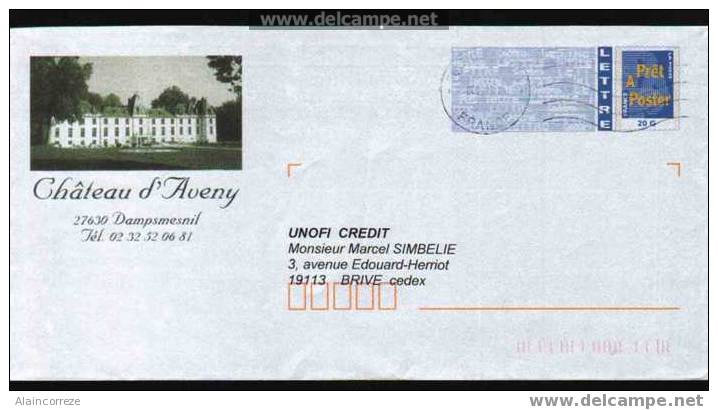 Entier Postal Repiquage Privé Eure Château D'Aveny Dampsmesnil - PAP: Private Aufdrucke