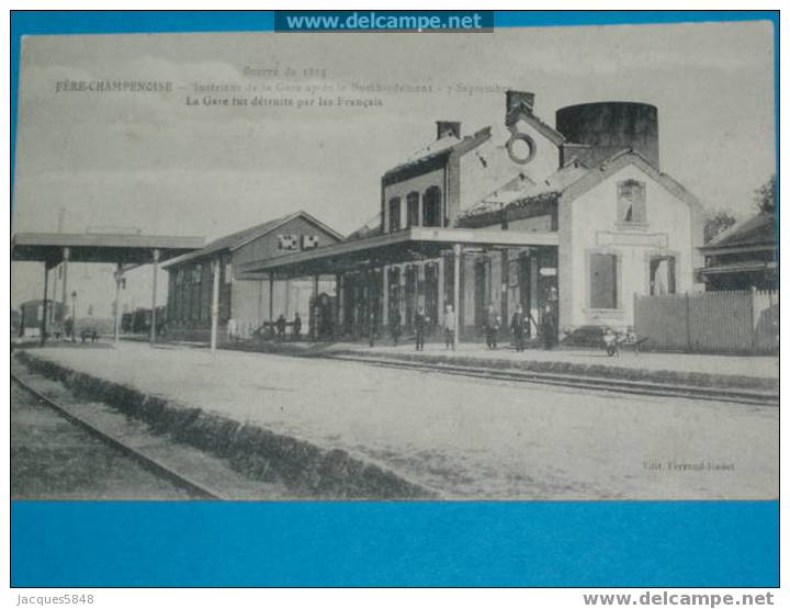 51)frère-champenoise--  Interieur De La Gare Detruite Par Les Français  -TRES BELLE CARTE - Fère-Champenoise