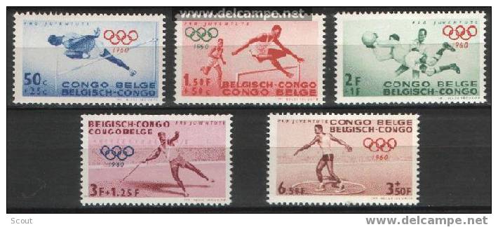 CONGO BELGA - BELGIAN CONGO - CONGO BELGE - 1960 - J. O. DE ROMA YT 367/371 ** - Ete 1960: Rome