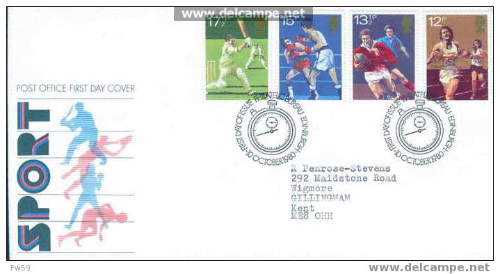 RUGBY FDC GRANDE BRETAGNE 1982 RUGBY, CRICKET, ATHLETISME ET BOXE - Rugby