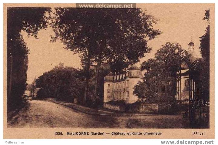 Cpa Malicorne (72, Sarthe)  Château Et Grille D'honneur - Malicorne Sur Sarthe