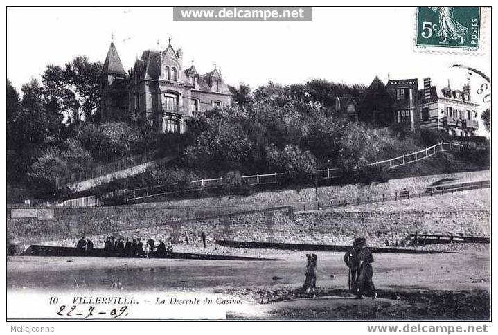 Cpa Villerville (14, Calvados) Descente Du Casino, Animée. 1909 - Villerville