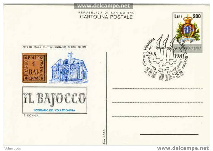 San Marino - Cartolina Postale Il Bajocco - Notiziario Del Collezionista - Postwaardestukken