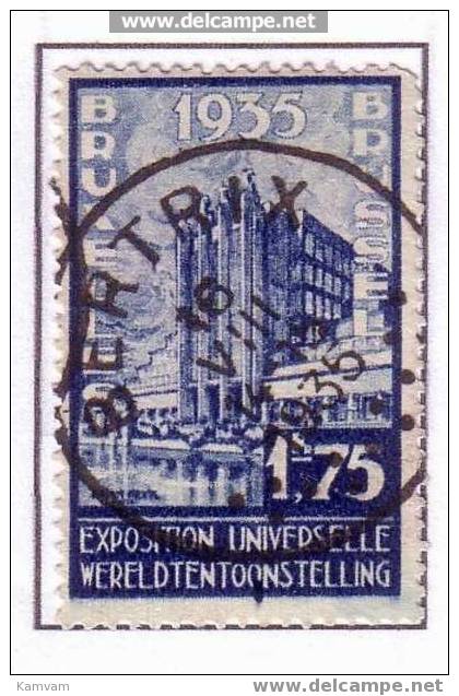 Belgie Belgique 389-V 1.75 Tache Dans 2e O De Tentoonstelling Vlek Cote 27.50 Euro Ad 30% - Usati