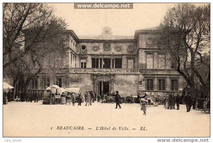 30 BEAUCAIRE Hotel De Ville, Mairie, Marché, Animée, Ed EL 1, 191? - Beaucaire