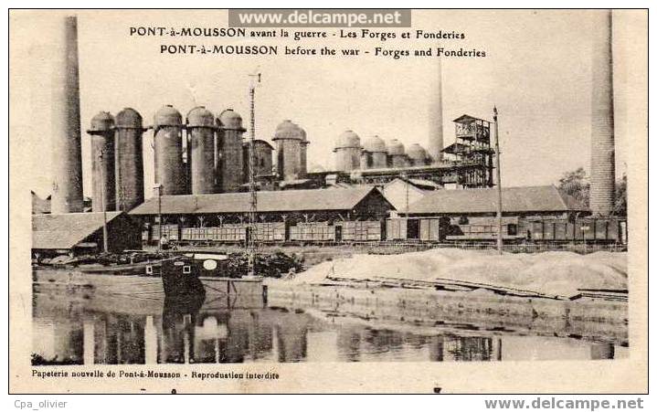 54 PONT A MOUSSON Avant La Guerre, Forges Et Fonderies, Ed PN, 1919 - Pont A Mousson