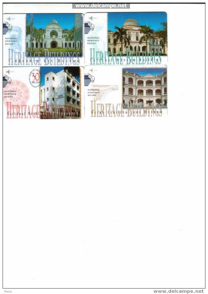 SINGAPORE COLOURFUL SET OF 4 LOCAL BUILDINGS   FV 60$  SPECIAL PRICE ! - Singapour