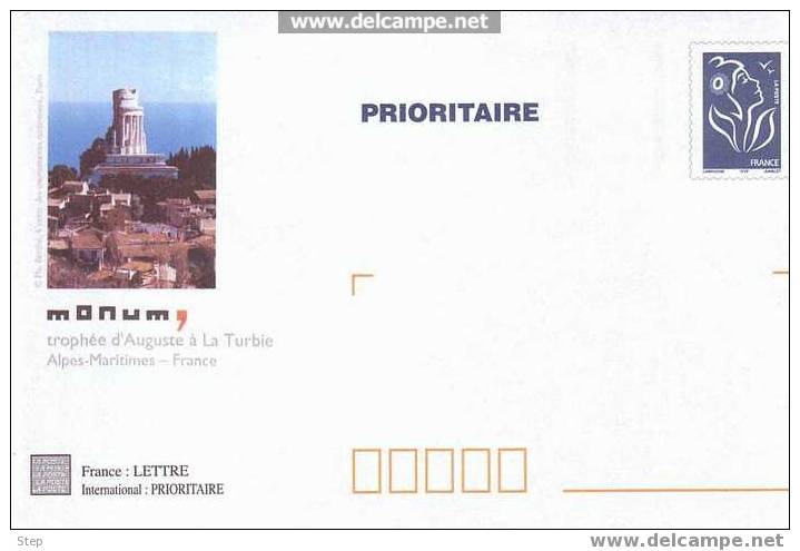 PAP PRIORITAIRE TSC TROPHEE D'AUGUSTE à LA TURBIE (ALPES MARITIMES) Timbre LAMOUCHE BLEU Format CARRE - Prêts-à-poster:Stamped On Demand & Semi-official Overprinting (1995-...)