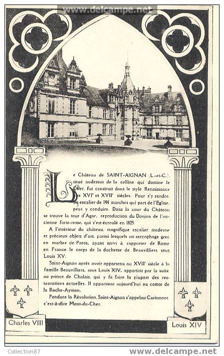 41 - LOIR Et CHER - SAINT AIGNAN - Le CHATEAU - CARTE Relatant Son HISTOIRE - Montrichard