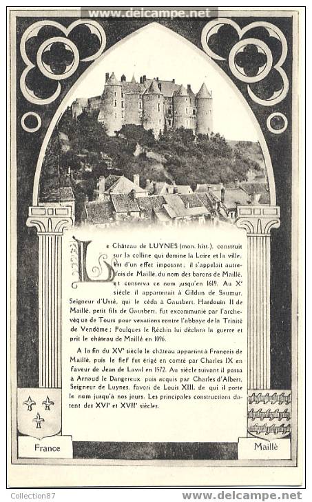 37 - INDRE Et LOIRE - LUYNES - Le CHATEAU - CARTE Relatant Son HISTOIRE - Luynes