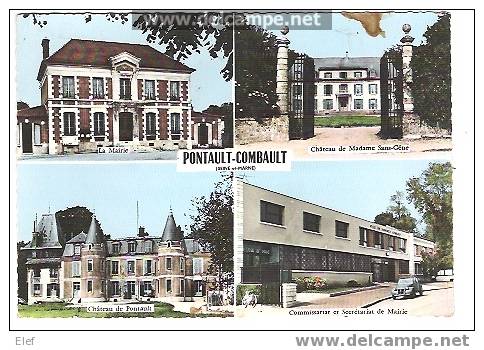PONTAULT-COMBAULT ,La Mairie ,Chateau De Madame Sans-Gene ,Commissariat De POLICE ; Illustrée D'une 2cv CITROEN ;TB - Pontault Combault