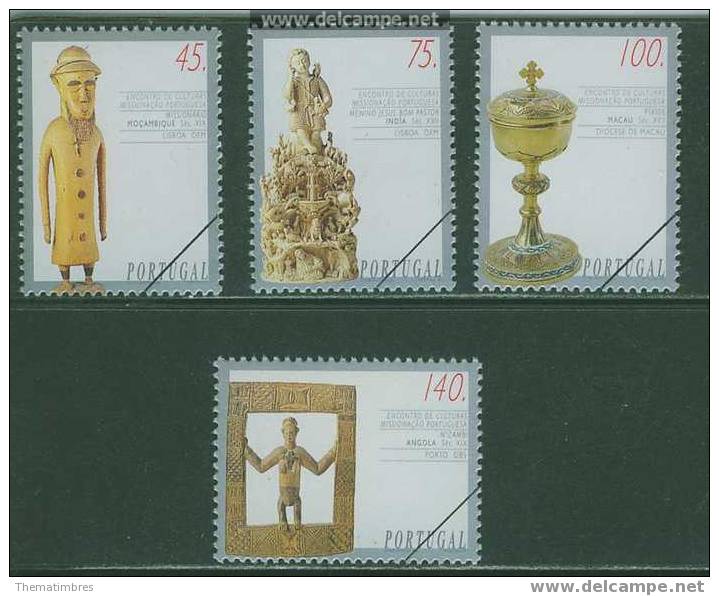 SPE0044 Specimen Evangelisation Missionaire Jesus Ciboire Sculpture Ivoire 2035 à 2038 Portugal 1994 Neuf ** - Unused Stamps