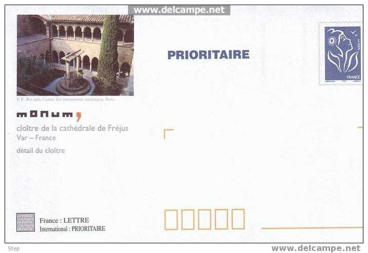 PAP PRIORITAIRE TSC CLOITRE De La CATHEDRALE De FREJUS (VAR) Timbre LAMOUCHE BLEU Format CARRE - Prêts-à-poster:Stamped On Demand & Semi-official Overprinting (1995-...)