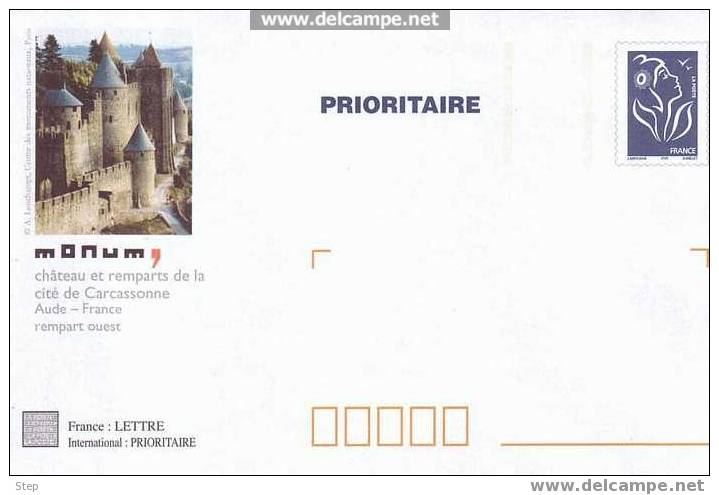 PAP PRIORITAIRE TSC CITE DE CARCASSONNE (AUDE) Timbre LAMOUCHE BLEU Format CARRE - Prêts-à-poster:Stamped On Demand & Semi-official Overprinting (1995-...)