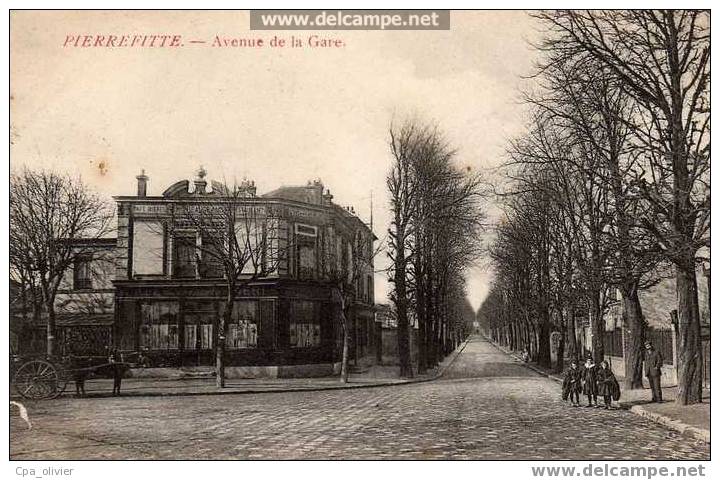 93 PIERREFITTE Avenue De La Gare, Animée, Café Tabac Beaugrand, Ed ?, 1909 - Pierrefitte Sur Seine