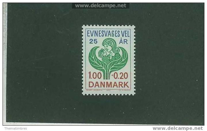 2S0071 Société Pour Les Handicapés 639 Danemark 1977 Neuf ** - Handicaps