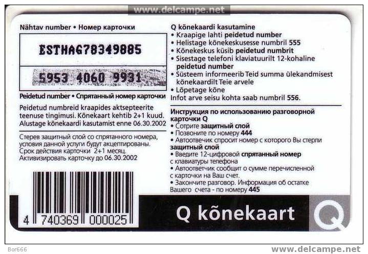 ESTONIA " Q " Mobile Call Card (plastic) #2 - Estland