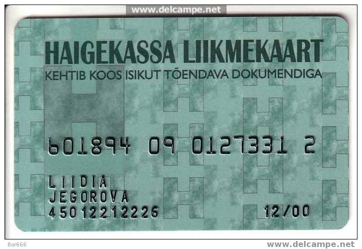 " ESTONIA Health Insurance Card " Member Card - Autres & Non Classés