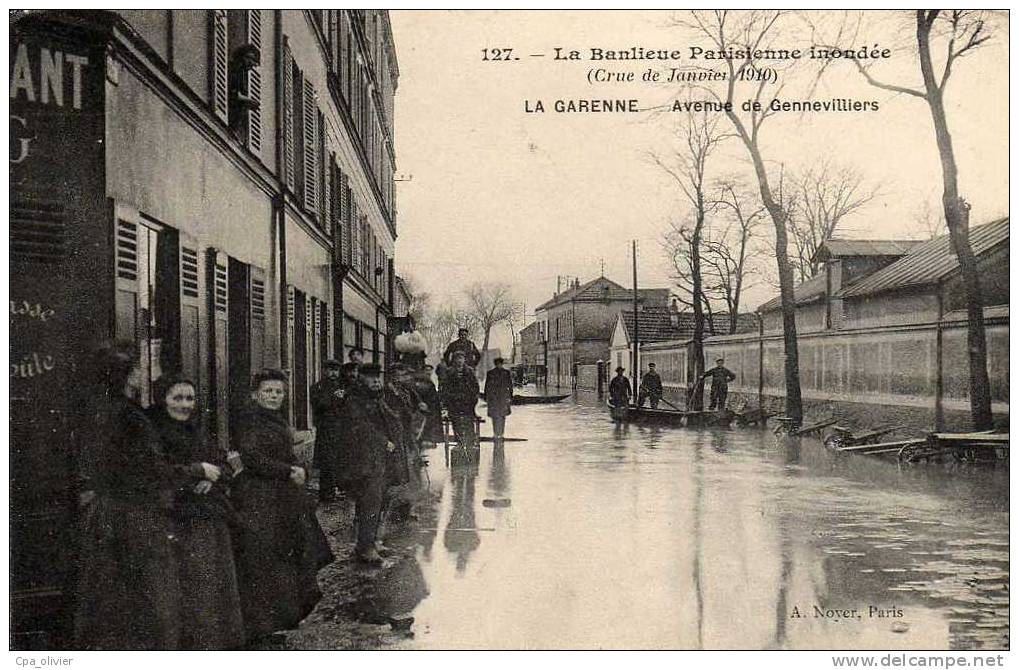 92 LA GARENNE COLOMBES Inondations 01-1910, Avenue De Gennevilliers, Beau Plan, Ed Noyer 127, Crue De La Seine, 191? - La Garenne Colombes