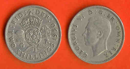 GREAT BRITAIN 1950-51 Coin 2 Shilling Copper-nickel KM878 C466 - J. 1 Florin / 2 Shillings