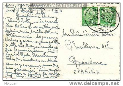 2948. Postal ULM DONAU (Alemania) 1956 Fechador BAHNPOST. Ferrocarril - Brieven En Documenten