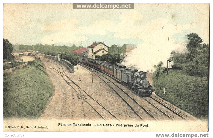 02 - AISNE - FERE En TARDENNOIS - CHEMIN De FER - GARE - TRAIN - LOCOMOTIVE - RAILWAY - BELLE CARTE ECRITE En 1915 - Fere En Tardenois