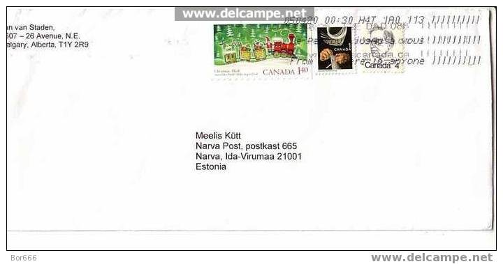 GOOD POSTAL COVER : CANADA - ESTONIA 2005 - HANDICRAFT / CHRISTMAS TRAIN - Briefe U. Dokumente