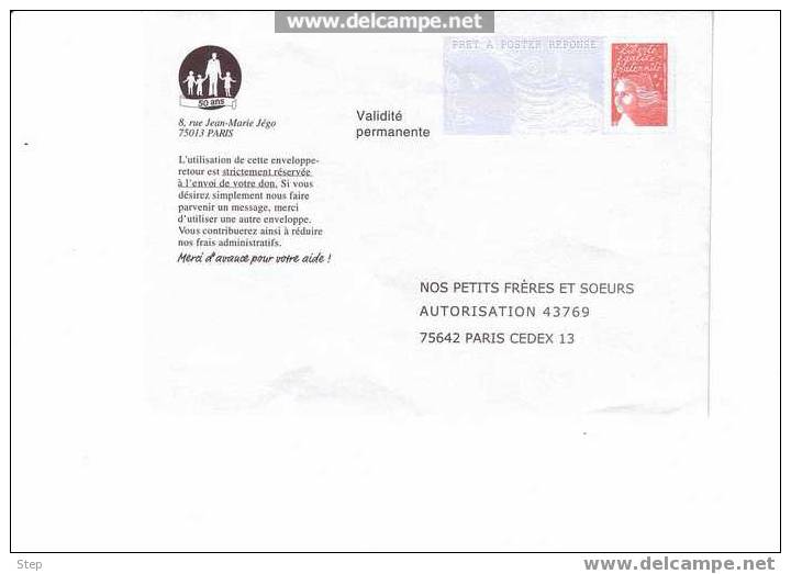 PAP : PRET A POSTER - REPONSE "NOS PETITS FRERES ET SOEURS 50 ANS" Timbre LUQUET 0402327 - Prêts-à-poster: Réponse /Luquet