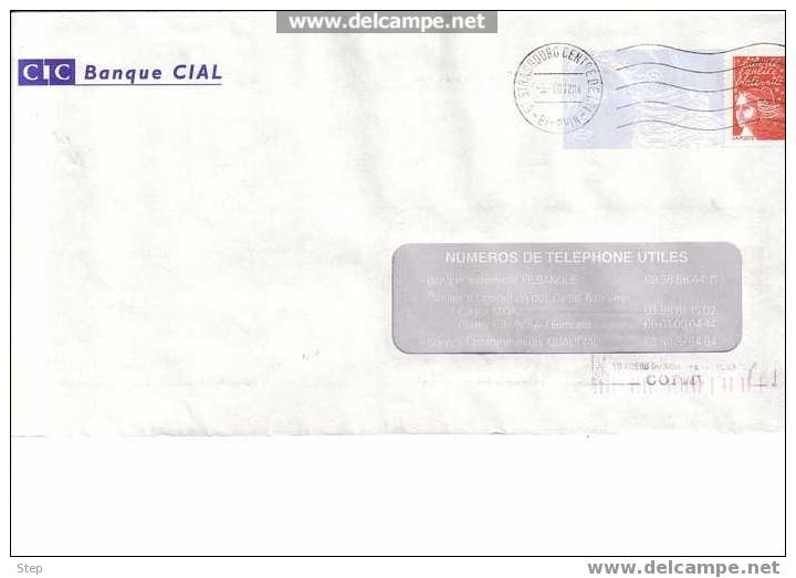 PAP TSC "CIC BANQUE CIAL"  Logo BLEU  AVEC Fenêtre Timbre "LUQUET LA POSTE" Ayant Voyagé - PAP : Su Commissione Privata TSC E Sovrastampe Semi-ufficiali