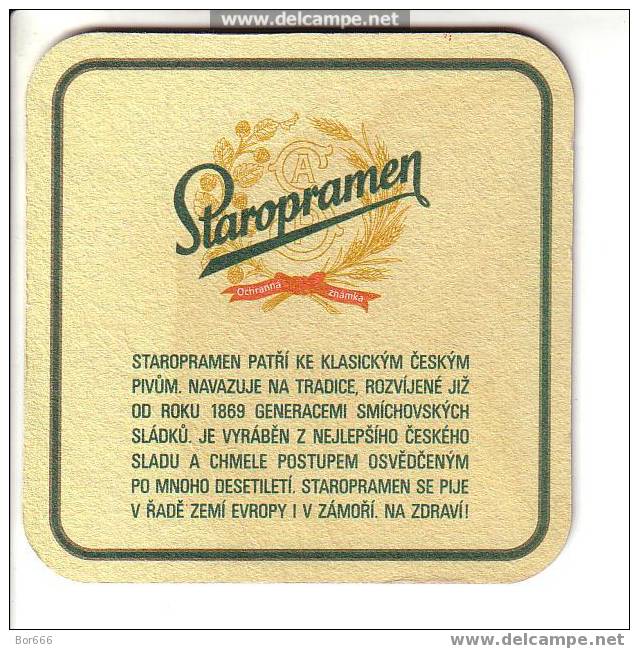 CZECH BEER / BIER COASTER - STAROPRAMEN - Beer Mats